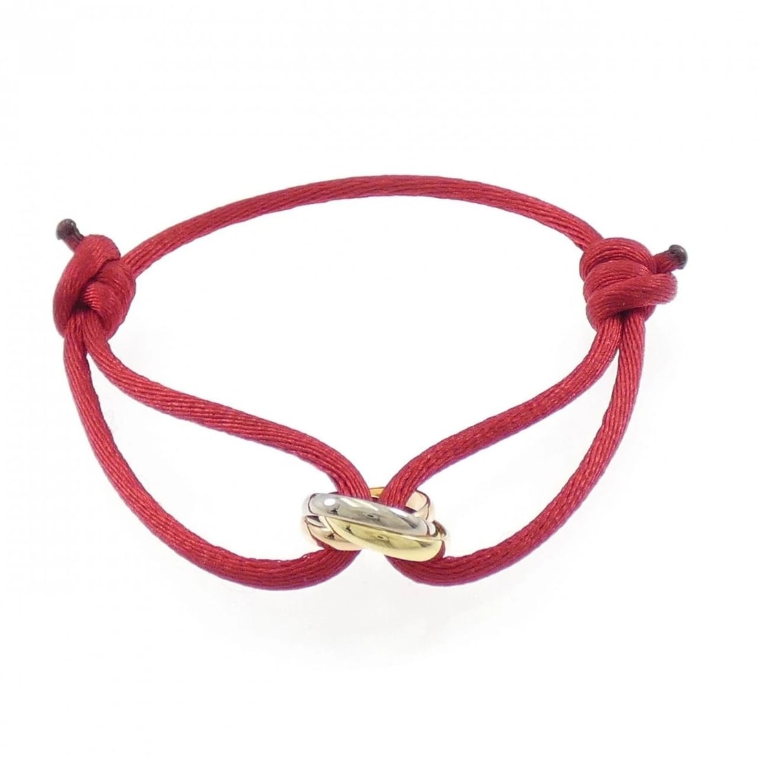 CARTIER TRINITY CORD BRACELET: Cartier Trinity cord bracelet Brand: CARTIER Type/Style: Cartier Bracelets Material: 750 Yellow Gold/750 White Gold/750 Pink Gold, Color: YG,WG,PG Size: Actual Size Max width approx.: 5.7mm