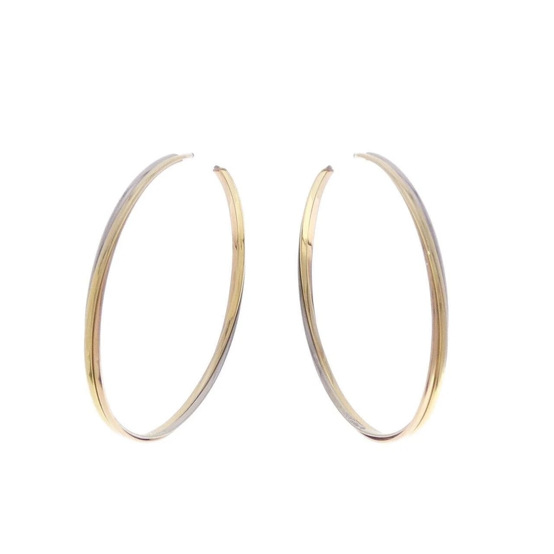 CARTIER TRINITY HOOP PIERCE: Cartier Trinity Hoop Pierce Brand: CARTIER Type/Style: Cartier Pierce/Earring Material: 750 Yellow Gold/750 White Gold/750 Pink Gold, Color: YG,WG,PG Size: Actual Size Approximate dimensions (height x