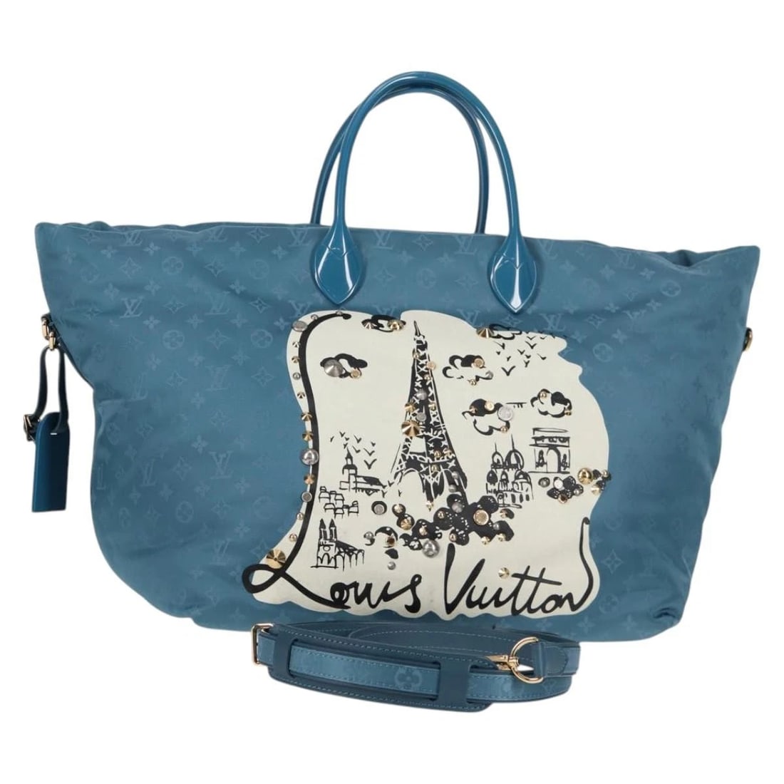 LOUIS VUITTON CRUISE LINE CABAS NOUVELLE VAGUE BAG BLUE: LOUIS VUITTON Cruise line Cabas Nouvelle Vague Bag Blue Brand: LOUIS VUITTON Type/Style: Hand Bag Material: Canvas Color: Blue/Gold Size: Size(Inch) W13.0 x H11.8 x D9.1inch(Approx)Handle Drop:5.1inch