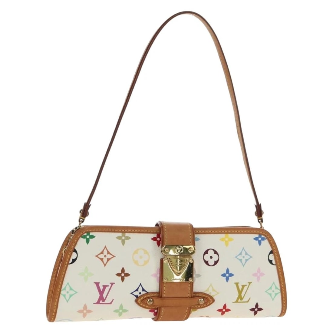 LOUIS VUITTON MONOGRAM MULTICOLOR SHIRLEY BAG WHITE: LOUIS VUITTON Monogram Multicolor Shirley Bag White Brand: LOUIS VUITTON Type/Style: Shoulder Bag Material: Monogram Multicolor Canvas Color: White Size: Size(Inch) W11.0 x H4.3 x D1.6inch(Approx)