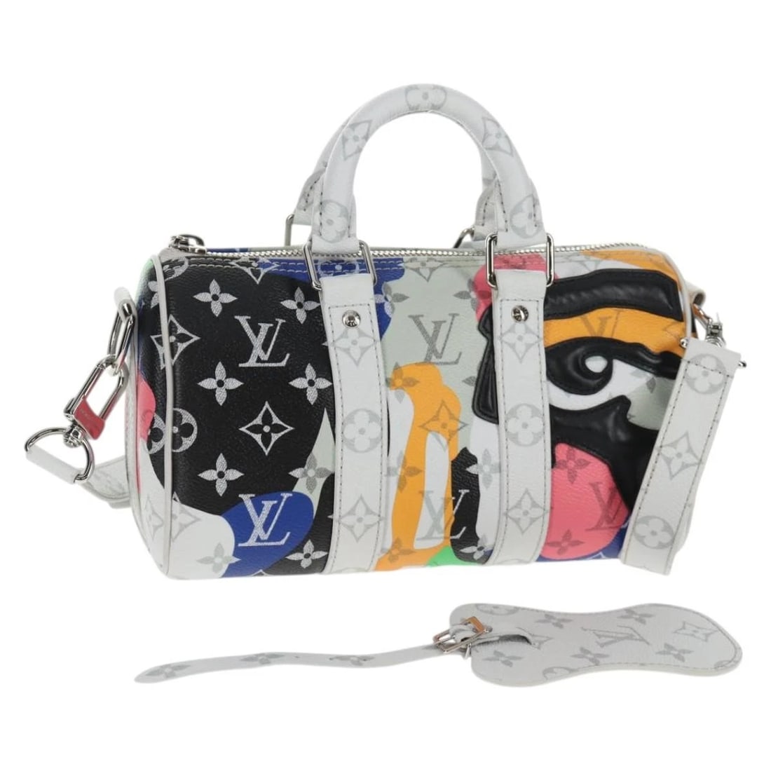 LOUIS VUITTON PORTRAIT KEEPALL BANDOULIERE 25 HAND BAG: LOUIS VUITTON Portrait Keepall Bandouliere 25 Hand Bag Brand: LOUIS VUITTON Type/Style: Hand Bag Material: Monogram Canvas Color: Multicolor Size: Size(Inch) W9.8 x H5.1 x D3.9inch(Approx) Handle Drop