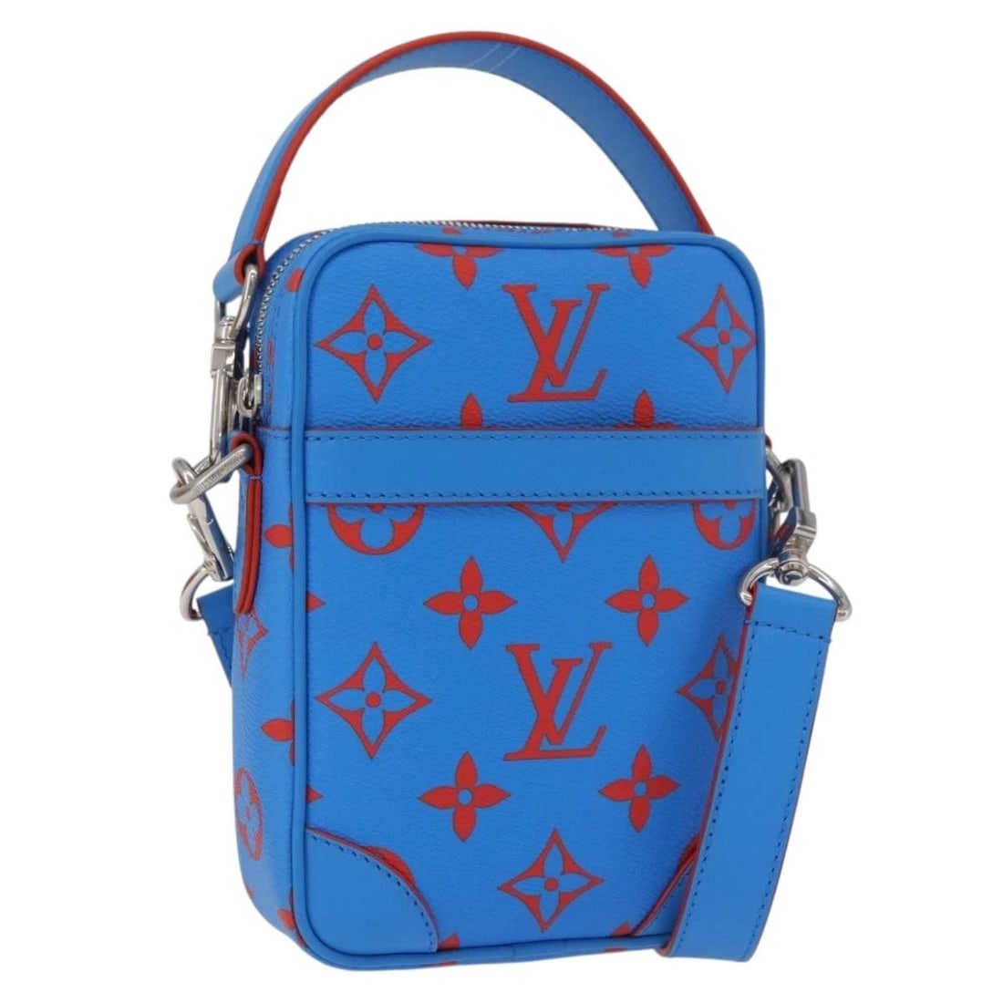 LOUIS VUITTON MONOGRAM GLOW DANUBE SHOULDER BAG BLUE RED: LOUIS VUITTON Monogram Glow Danube Shoulder Bag Blue Red Brand: LOUIS VUITTON Type/Style: Shoulder Bag Material: Monogram Canvas Color: Blue/Red Size: Size(Inch) W5.9 x H7.9 x D2.0inch(Approx) Handle 