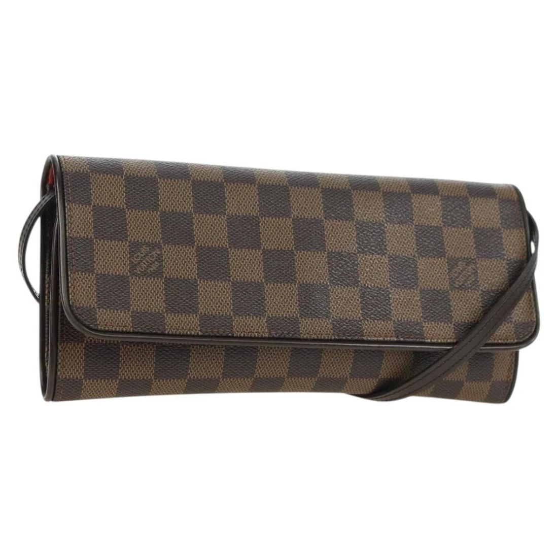 LOUIS VUITTON DAMIER EBENE POCHETTE TWIN GM SHOULDER BAG: LOUIS VUITTON Damier Ebene Pochette Twin GM Shoulder Bag Brand: LOUIS VUITTON Type/Style: Shoulder Bag Material: Damier Ebene Canvas Color: Damier Ebene Size: Size(Inch) W9.4 x H4.5 x D1.0inch(Approx)
