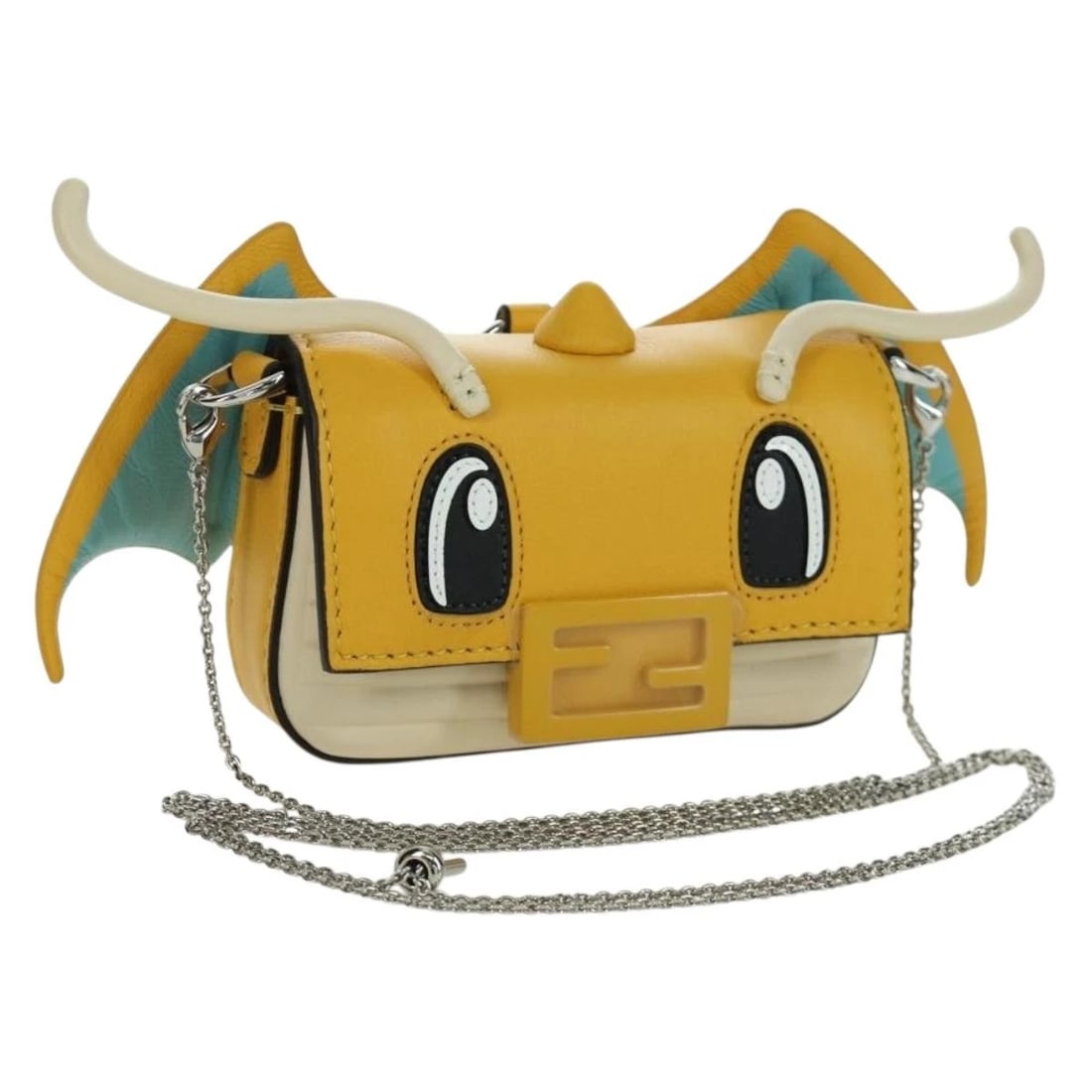 FENDI X FRGMT X POKEMON NANO BUCKET DRAGON BAG LEATHER YELLOW: FENDI x FRGMT x POKEMON Nano Bucket Dragon Bag Leather Yellow Brand: FENDI Type/Style: Shoulder Bag Material: Leather Color: Yellow/Silver Size: Size(Inch) W3.9 x H2.4 x D0.8inch(Approx) Accessori