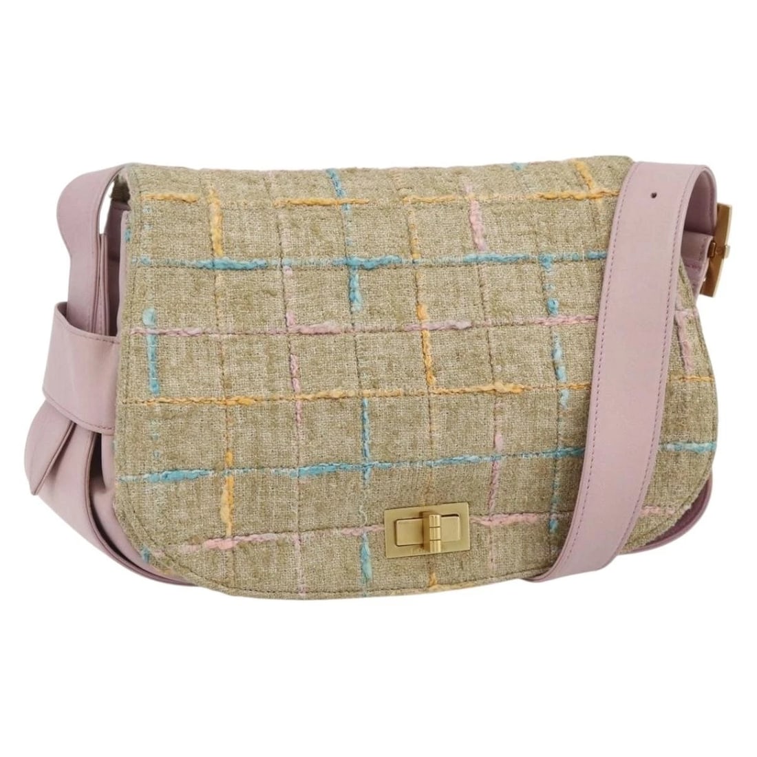 CHANEL SHOULDER BAG TWEED PINK GOLD: CHANEL Shoulder Bag Tweed Pink Gold Brand: CHANEL Type/Style: Shoulder Bag Material: Lamb Skin Color: Pink/Gold Size: Size(Inch) W10.6 x H6.7 x D3.9inch(Approx) Accessories: None Accessori