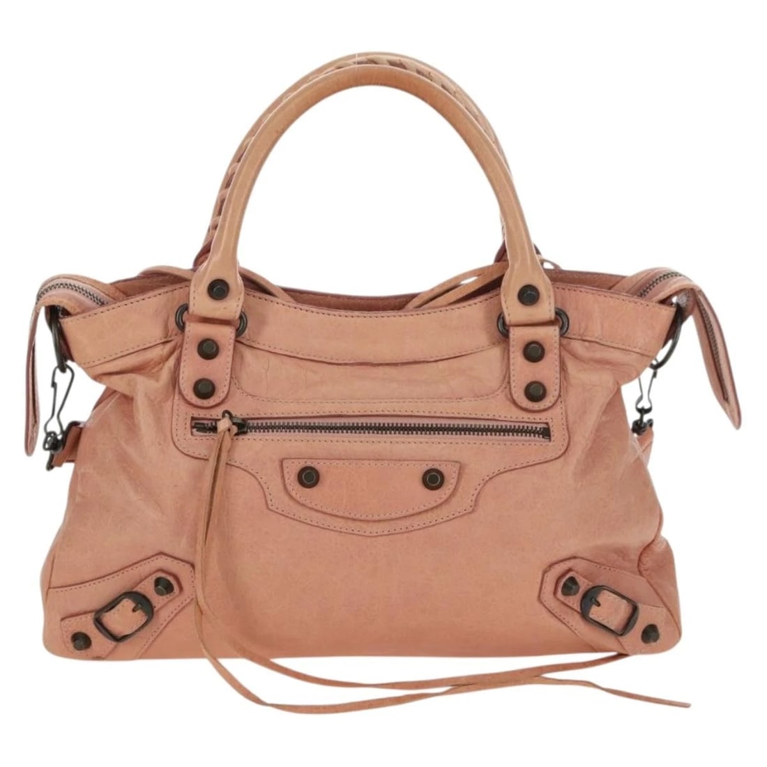 BALENCIAGA THE TOWN HAND BAG LEATHER 2WAY PINK: BALENCIAGA The Town Hand Bag Leather 2way Pink Brand: BALENCIAGA Type/Style: Hand Bag Material: Leather Color: Pink Size: Size(Inch) W13.0 x H8.3 x D2.8inch(Approx) Handle Drop:4.7inch(Approx) Acc