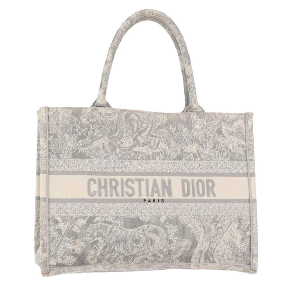 CHRISTIAN DIOR TOILE DE JOUY BOOK TOTE HAND BAG CANVAS GRAY: Christian Dior Toile De Jouy Book Tote Hand Bag Canvas Gray Brand: Christian Dior Type/Style: Hand Bag Material: Canvas Color: Gray Size: Size(Inch) W14.2 x H10.6 x D6.3inch(Approx) Handle Drop:6.3inc
