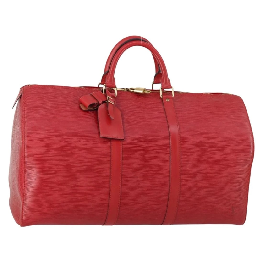 LOUIS VUITTON EPI KEEPALL 50 BOSTON BAG RED: LOUIS VUITTON Epi Keepall 50 Boston Bag Red Brand: LOUIS VUITTON Type/Style: Boston Bag Material: Epi Leather Color: Red Size: Size(Inch)W20.5 x H11.8 x D9.1inch(Approx) Accessories: None