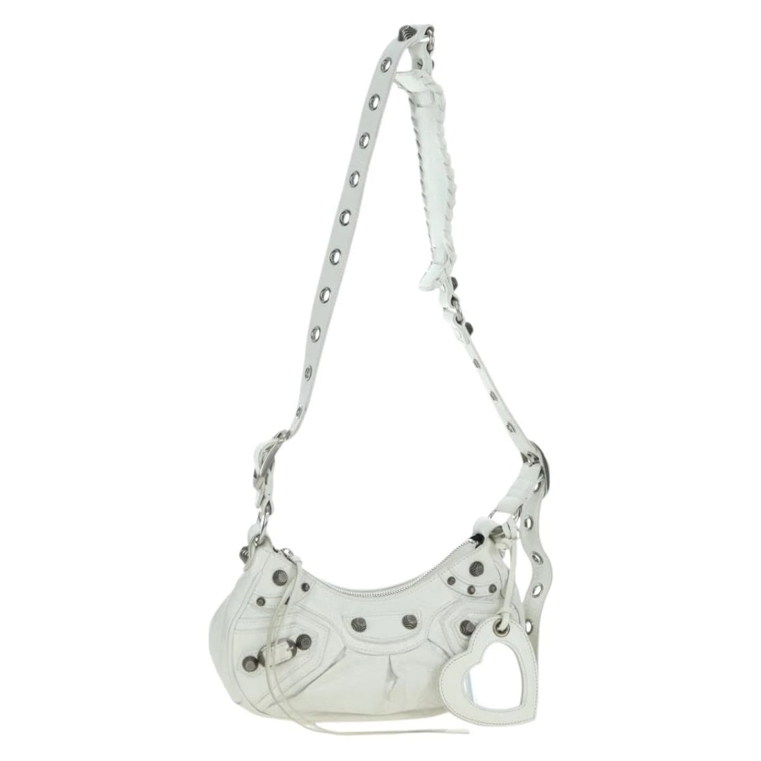 BALENCIAGA LUCA GOAL XS SHOULDER BAG LEATHER WHITE SILVER: BALENCIAGA Luca Goal XS Shoulder Bag Leather White Silver Brand: BALENCIAGA Type/Style: Shoulder Bag Material: Leather Color: White,Silver Size: Size(Inch)W9.4 x H3.9 x D2.4inch(Approx) Accessorie