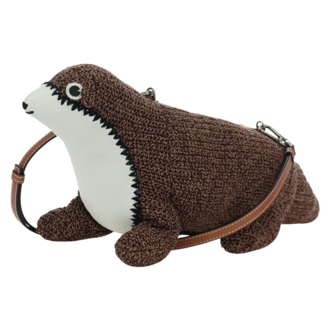 LOEWE OTTER BAG SHOULDER BAG LEATHER BROWN SILVER: LOEWE Otter Bag Shoulder Bag Leather Brown Silver Brand: LOEWE Type/Style: Shoulder Bag Material: Leather Color: Brown,Silver Size: Size(Inch)W17.7 x H4.3 x D2.4inch(Approx) Accessories: None