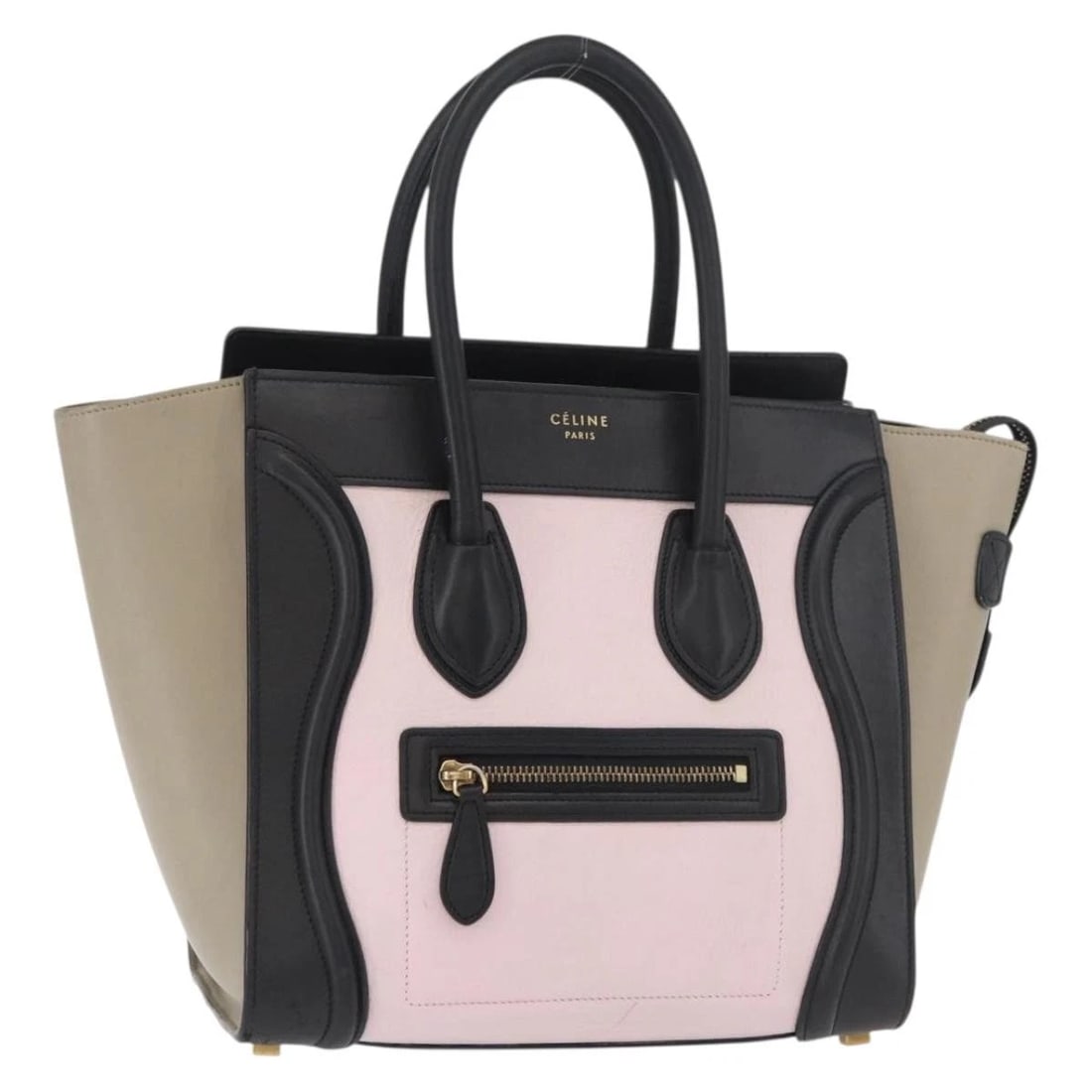 CELINE LUGGAGE MINI SHOPPER HAND BAG LEATHER PINK BLACK: CELINE Luggage Mini Shopper Hand Bag Leather Pink Black Brand: CELINE Type/Style: Hand Bag Material: Leather Color: Pink,Black Size: Size(Inch)W10.6 x H9.8 x D5.5inch(Approx) Handle Drop:4.3inch(Appro