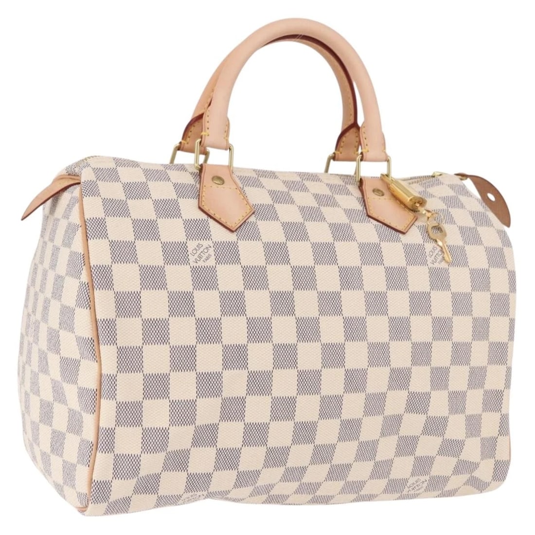 LOUIS VUITTON DAMIER AZUR SPEEDY 30 HAND BAG: LOUIS VUITTON Damier Azur Speedy 30 Hand Bag Brand: LOUIS VUITTON Type/Style: Hand Bag Material: Damier Azur Canvas Color: Damier Azur Size: Size(Inch)W11.8 x H8.3 x D6.7inch(Approx) Accessories:
