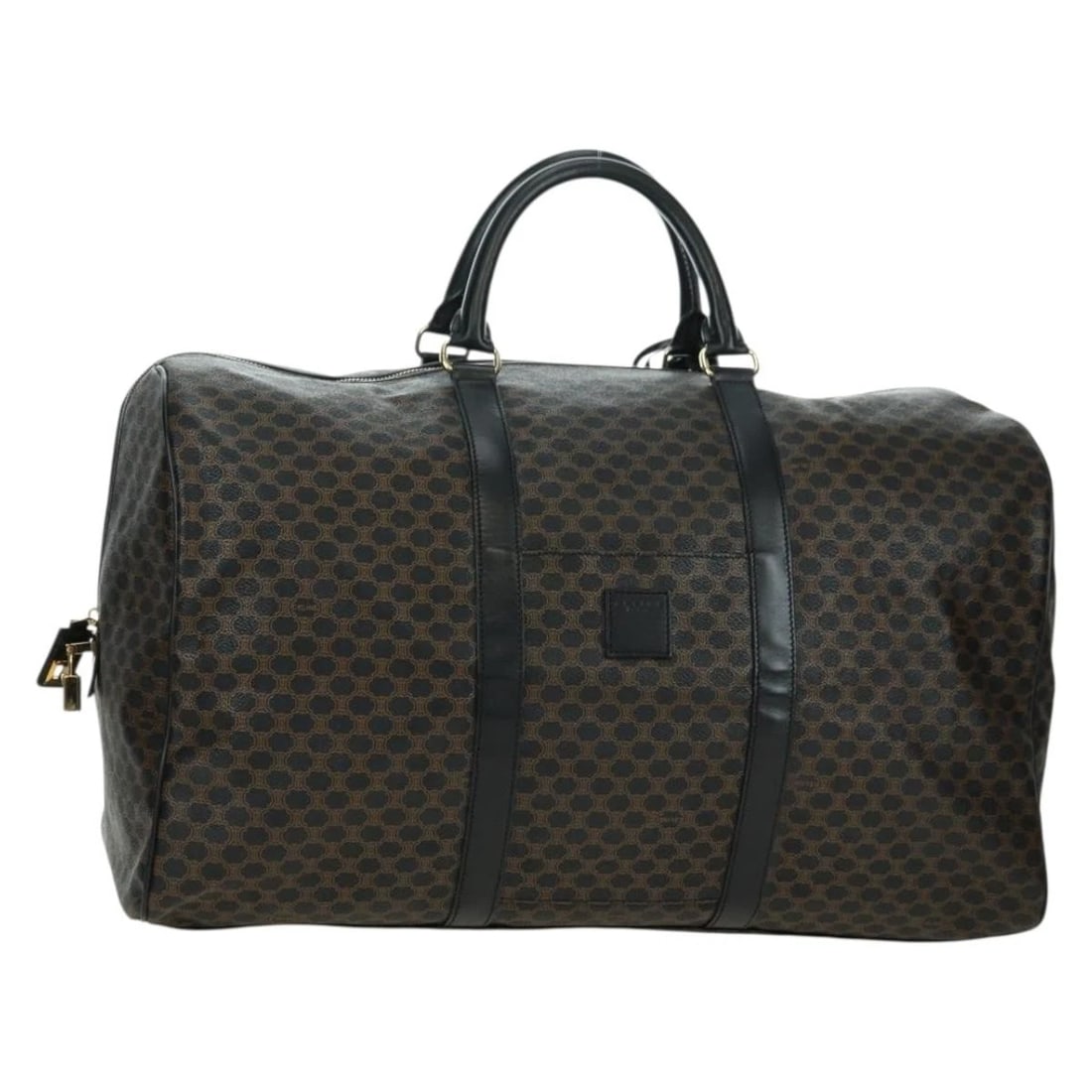 CELINE MACADAM CANVAS BOSTON BAG PVC LEATHER BLACK GOLD: CELINE Macadam Canvas Boston Bag PVC Leather Black Gold Brand: CELINE Type/Style: Boston Bag Material: PVC Leather/Macadam Canvas Color: Black,Gold Size: Size(Inch)W19.3 x H10.2 x D10.2inch(Approx) Ha