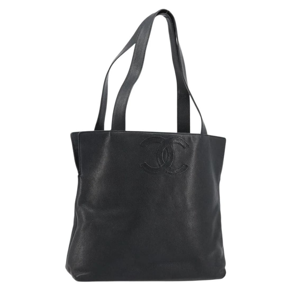 CHANEL TOTE BAG GRAINED CALF SKIN BLACK GOLD: CHANEL Tote Bag Grained Calf Skin Black Gold Brand: CHANEL Type/Style: Tote Bag Material: Caviar Skin Color: Black,Gold Size: Size(Inch)W13.0 x H12.6 x D3.9inch(Approx) Handle Drop:9.8inch(Approx)
