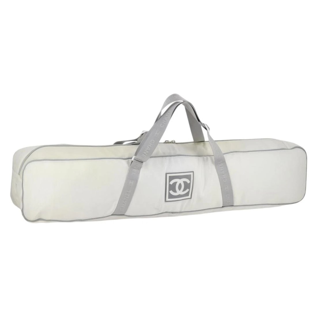 CHANEL SKI CASE SPORTS LINE BAG NYLON WHITE SILVER: CHANEL Ski Case Sports Line Bag Nylon White Silver Brand: CHANEL Type/Style: Shoulder Bag Material: Nylon Color: White,Silver Size: Size(Inch)W40.6 x H7.9 x D5.5inch(Approx) Accessories: None