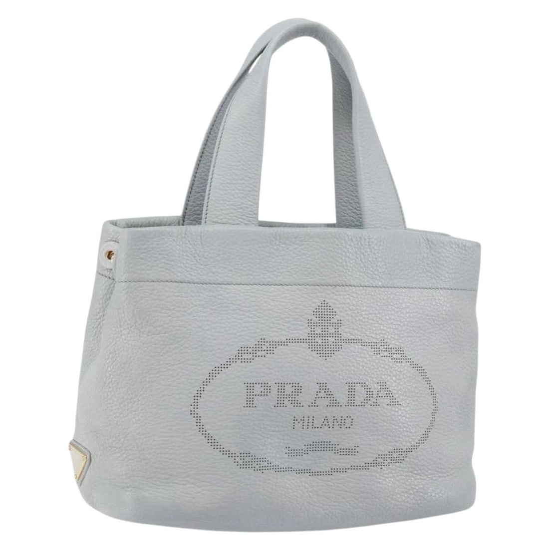 PRADA SMALL TOTE BAG PUNCHING LEATHER GRAY GOLD: PRADA Small Tote Bag Punching leather Gray Gold Brand: PRADA Type/Style: Tote Bag Material: Leather Color: Gray,Gold Size: Size(Inch)W9.4 x H7.1 x D4.7inch(Approx) Handle Drop:5.5inch(Approx) Acce