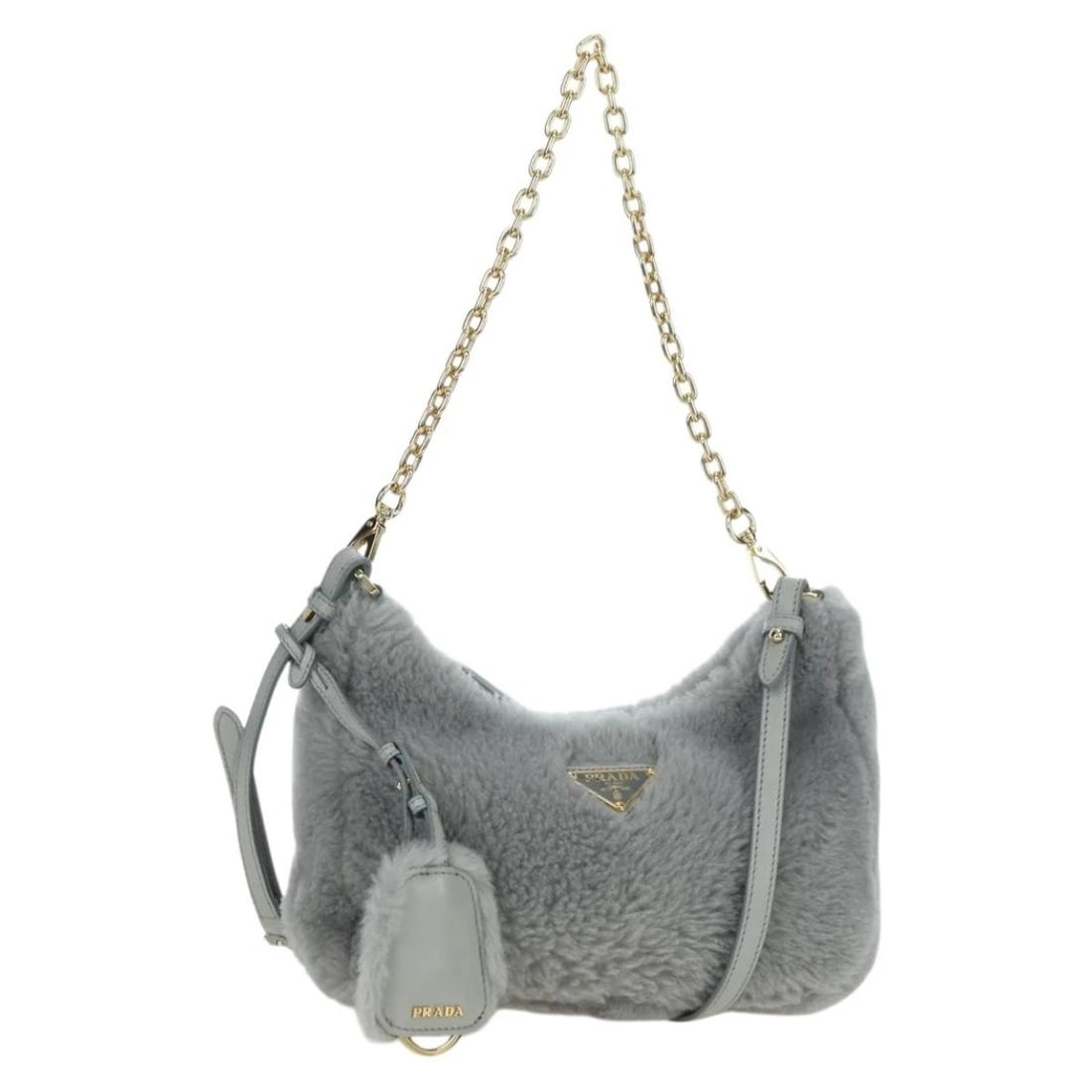 PRADA SHOULDER BAG MOUTON 3WAY GRAY GOLD (1 of 5)