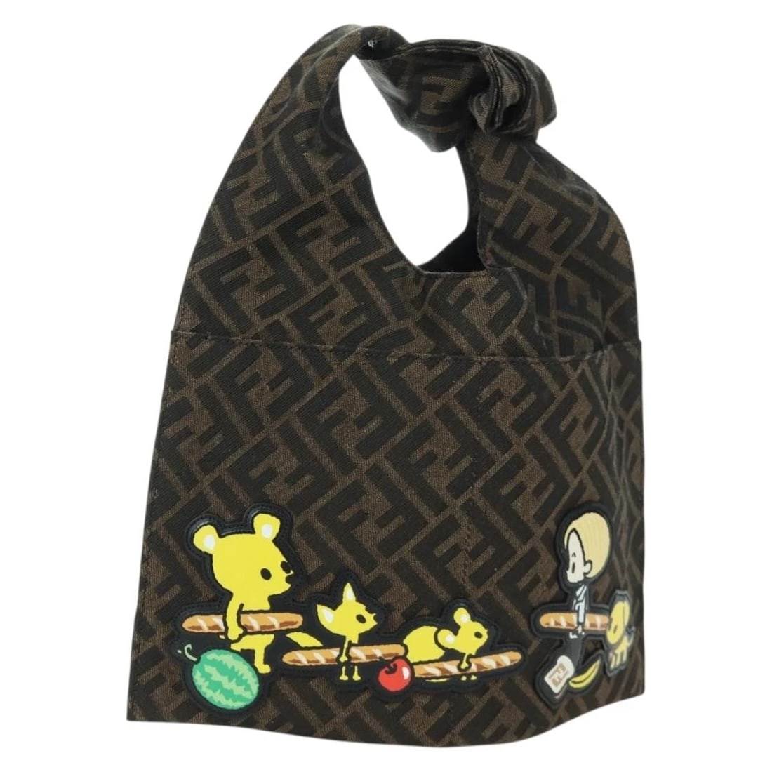 FENDI ZUA CANVAS TAROOUT HAND BAG BROWN BLACK: FENDI Zua Canvas Taroout Hand Bag Brown Black Brand: FENDI Type/Style: Hand Bag Material: Zucca Canvas Color: Brown,Black Size: Size(Inch)W11.4 x H9.8 x D0.4inch(Approx) Handle Drop:13.4inch(Approx)