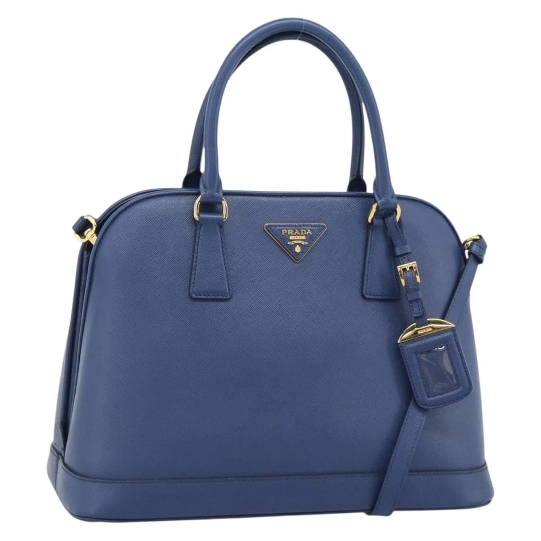 PRADA HAND BAG SAFFIANO LEATHER 2WAY BLUE GOLD (1 of 5)