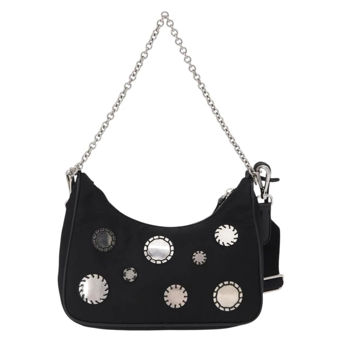 PRADA RE-EDITION SHOULDER BAG NYLON 2WAY BLACK SILVER (1 of 6)