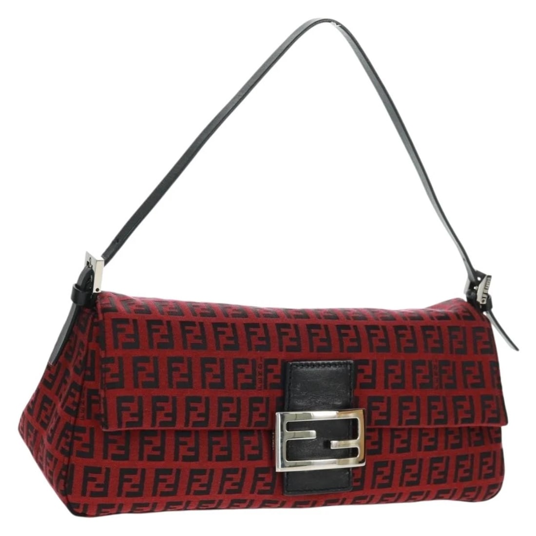 FENDI ZUHINO CANVAS MAMMA BAGUETTE SHOULDER BAG RED SILVER: FENDI Zuhino Canvas Mamma Baguette Shoulder Bag Red Silver Brand: FENDI Type/Style: Shoulder Bag Material: Zucchino Canvas Color: Red/Silver Size: Size(Inch)W11.8 x H4.7 x D3.9inch(Approx) Accesso