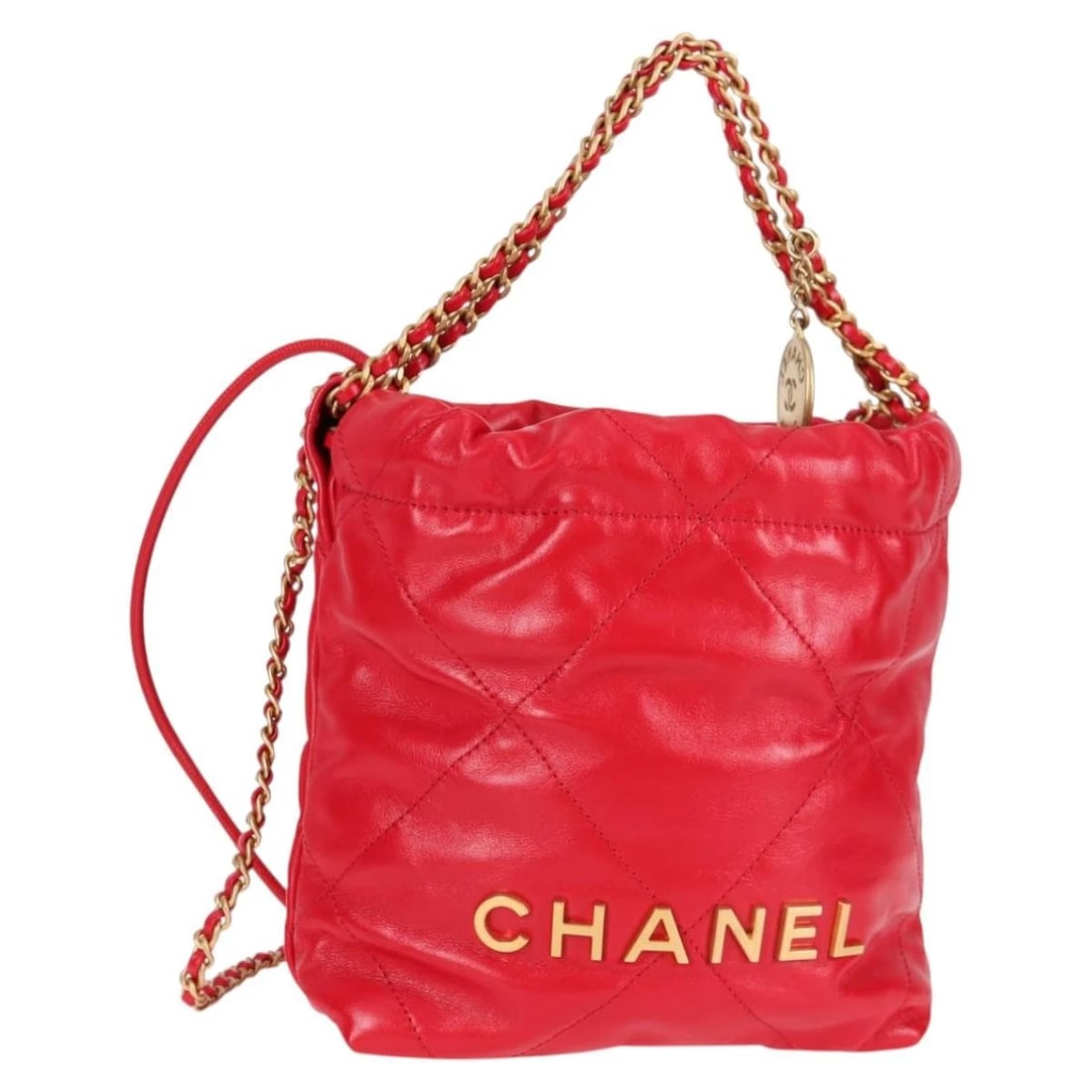 CHANEL CHANEL 22 MATELASSE CHAIN HAND BAG LEATHER 2WAY RED GOLD: CHANEL Chanel 22 Matelasse Chain Hand Bag Leather 2way Red Gold Brand: CHANEL Type/Style: Hand Bag Material: Leather Color: Red/Gold Size: Size(Inch)W6.3 x H7.1 x D2.4inch(Approx)Handle Drop:3.9inch(A