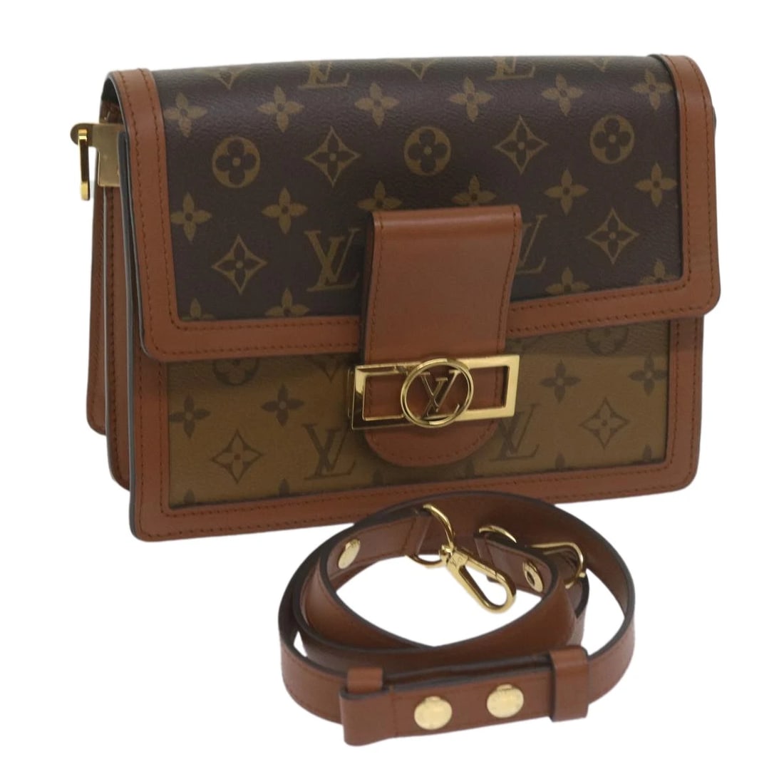 LOUIS VUITTON MONOGRAM REVERSE DAUPHINE MM SHOULDER BAG: LOUIS VUITTON Monogram Reverse Dauphine MM Shoulder Bag Brand: LOUIS VUITTON Type/Style: Shoulder Bag Material: Monogram Reverse Canvas Color: Monogram Reverse Size: Size(Inch)W9.4 x H7.1 x D3.9inch(A