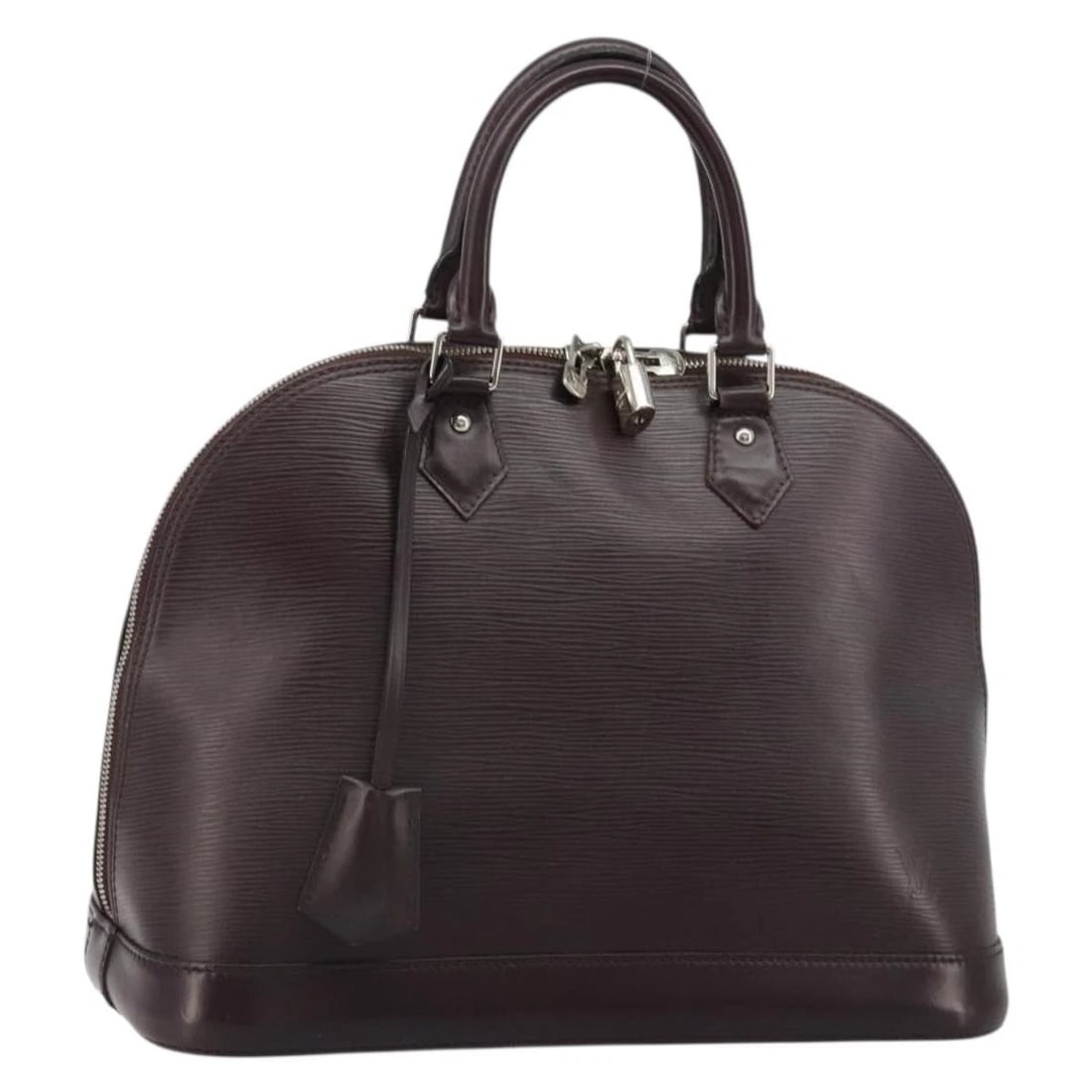 LOUIS VUITTON EPI ALMA HAND BAG PURPLE CASSIS: LOUIS VUITTON Epi Alma Hand Bag Purple Cassis Brand: LOUIS VUITTON Type/Style: Hand Bag Material: Epi Leather Color: Purple/Cassis Size: Size(Inch)W12.2 x H9.4 x D6.7inch(Approx) Accessories: None