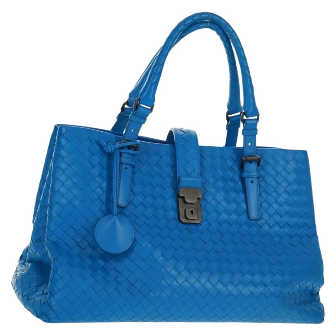 BOTTEGA VENETA INTREIATO ROME HAND BAG LEATHER BLUE: BOTTEGA VENETA INTREIATO Rome Hand Bag Leather Blue Brand: BOTTEGAVENETA Type/Style: Hand Bag Material: Leather Color: Blue Size: Size(Inch)W14.6 x H9.4 x D6.7inch(Approx) Accessories: None