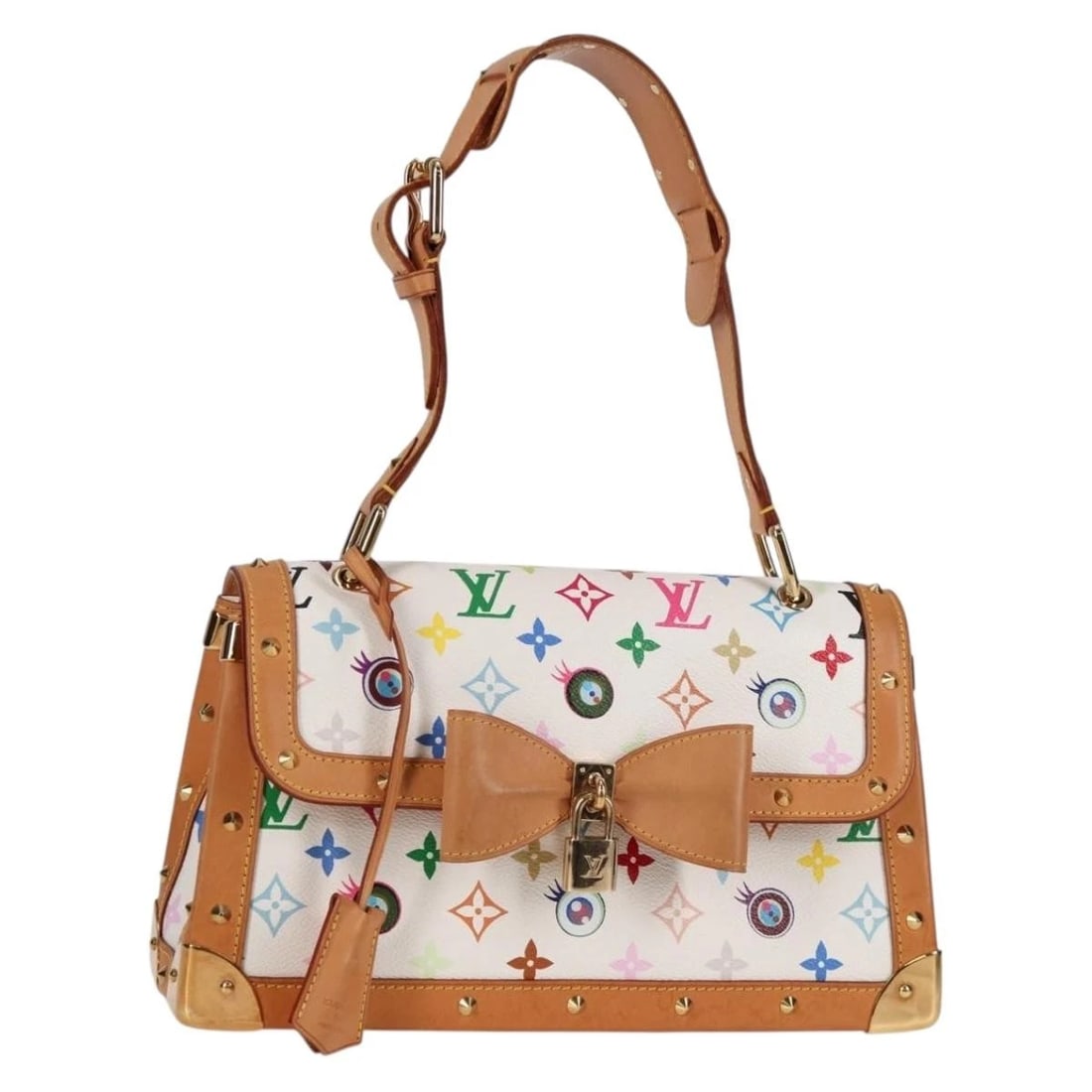 LOUIS VUITTON MULTICOLOR RIBBON POCHETTE I MISS YOU BAG: LOUIS VUITTON Multicolor Ribbon Pochette I Miss You Bag Brand: LOUIS VUITTON Type/Style: Shoulder Bag Material: Monogram Multicolor Canvas Color: White Size: Size(Inch)W11.8 x H6.3 x D3.5inch(Approx) 