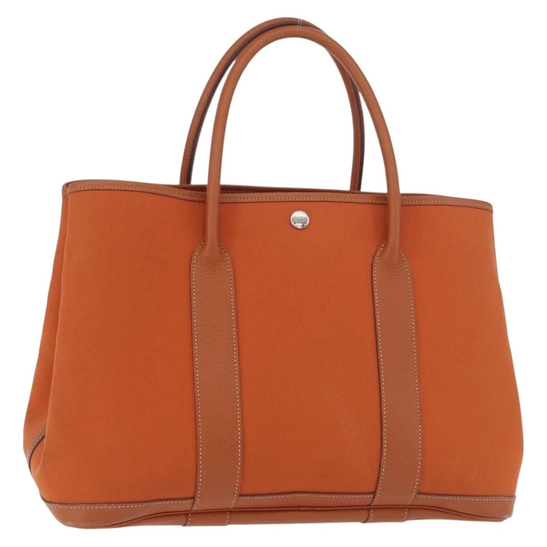 HERMES GARDEN PARTY MM TOTE BAG CANVAS ORANGE SILVER: HERMES Garden Party MM Tote Bag Canvas Orange Silver Brand: HERMES Type/Style: Tote Bag Material: Canvas Color: Orange/Silver Size: Size(Inch)W14.2 x H9.8 x D7.1inch(Approx) Handle Drop:5.9inch(Approx