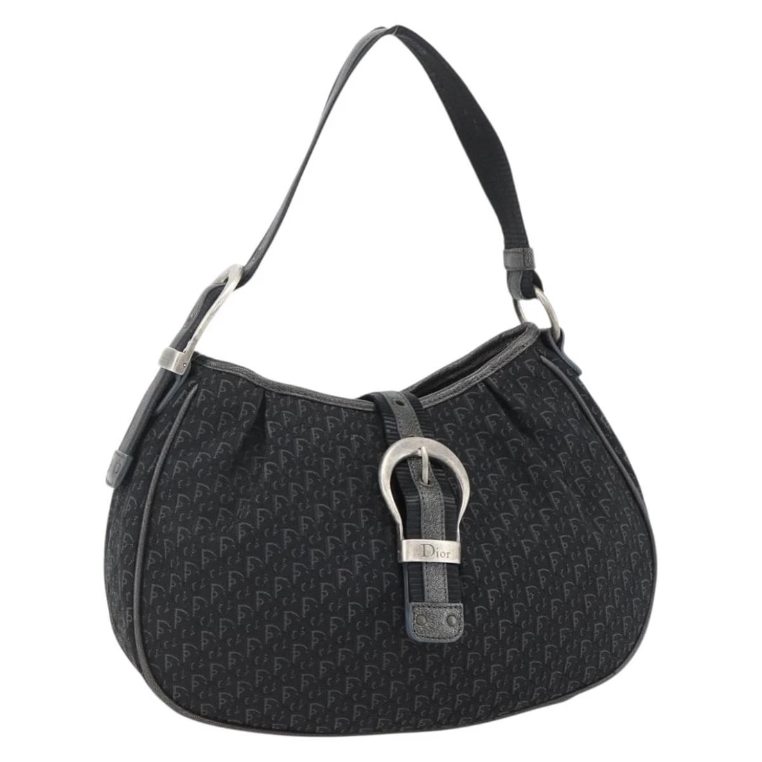 CHRISTIAN DIOR TROTTER CANVAS SHOULDER BAG BLACK SILVER: Christian Dior Trotter Canvas Shoulder Bag Black Silver Brand: Christian Dior Type/Style: Shoulder Bag Material: Trotter Canvas Color: Black/Silver Size: Size(Inch)W12.2 x H6.7 x D3.5inch(Approx)
