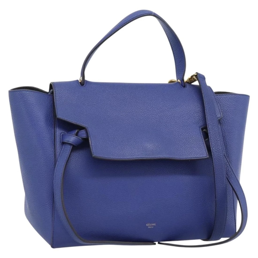 CELINE BELT BAG HAND BAG LEATHER 2WAY BLUE GOLD: CELINE Belt bag Hand Bag Leather 2way Blue Gold Brand: CELINE Type/Style: Hand Bag Material: Leather Color: Blue/Gold Size: Size(Inch)W10.6 x H8.7 x D6.3inch(Approx)Handle Drop:4.7inch(Approx) Acc