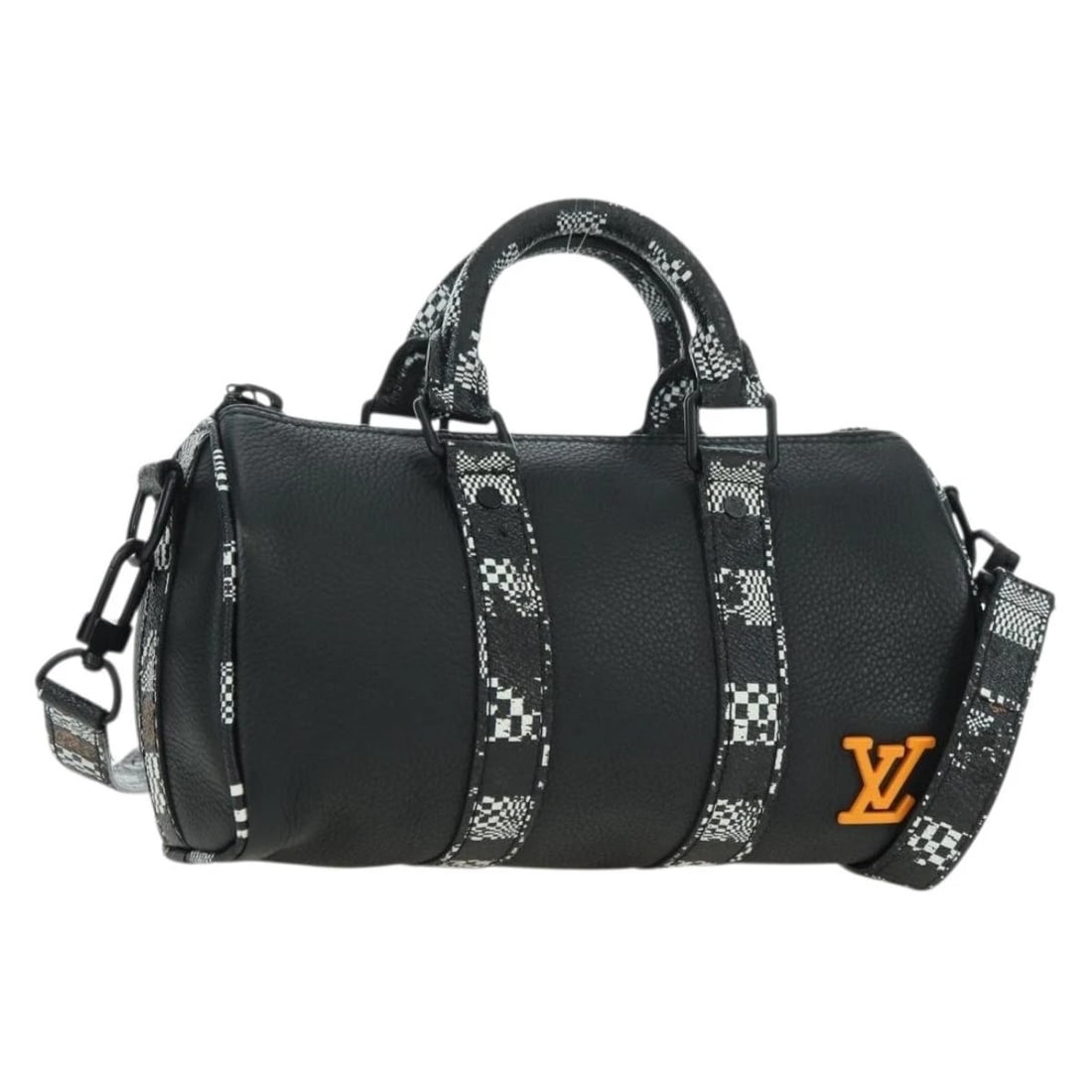 LOUIS VUITTON DAMIER DISTORTED CITY KEEPALL XS BAG BLACK: LOUIS VUITTON Damier Distorted City Keepall XS Bag Black Brand: LOUIS VUITTON Type/Style: Shoulder Bag Material: Damier Ebene Canvas Color: Black Size: Size(Inch)W8.3 x H4.7 x D3.5inch(Approx) Acc