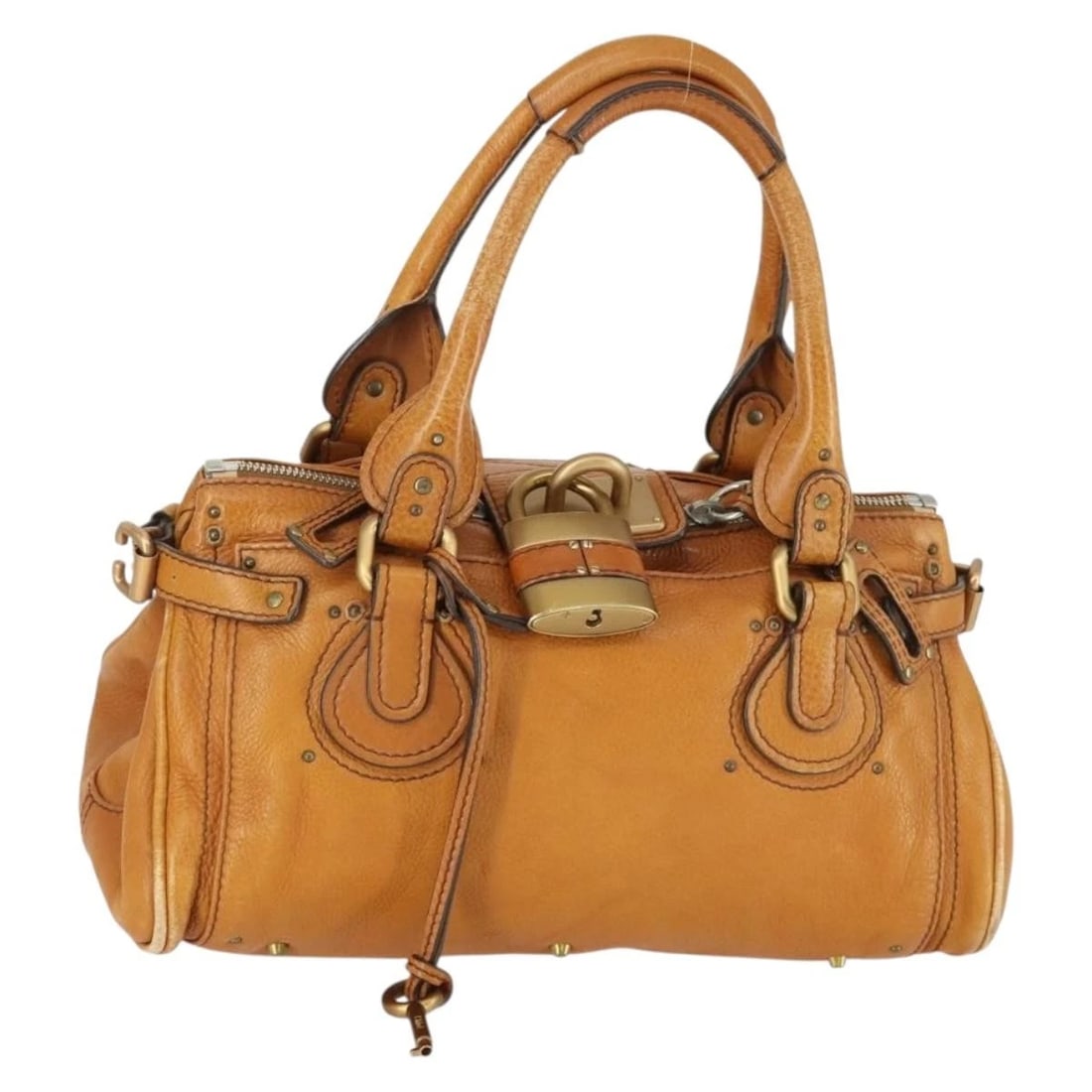 CHLOE PADDINGTON HAND BAG LEATHER BROWN GOLD: Chloe Paddington Hand Bag Leather Brown Gold Brand: Chloe Type/Style: Hand Bag Material: Leather Color: Brown/Gold Size: Size(Inch)W14.2 x H6.7 x D7.5inch(Approx) Handle Drop:7.1inch(Approx) Acces