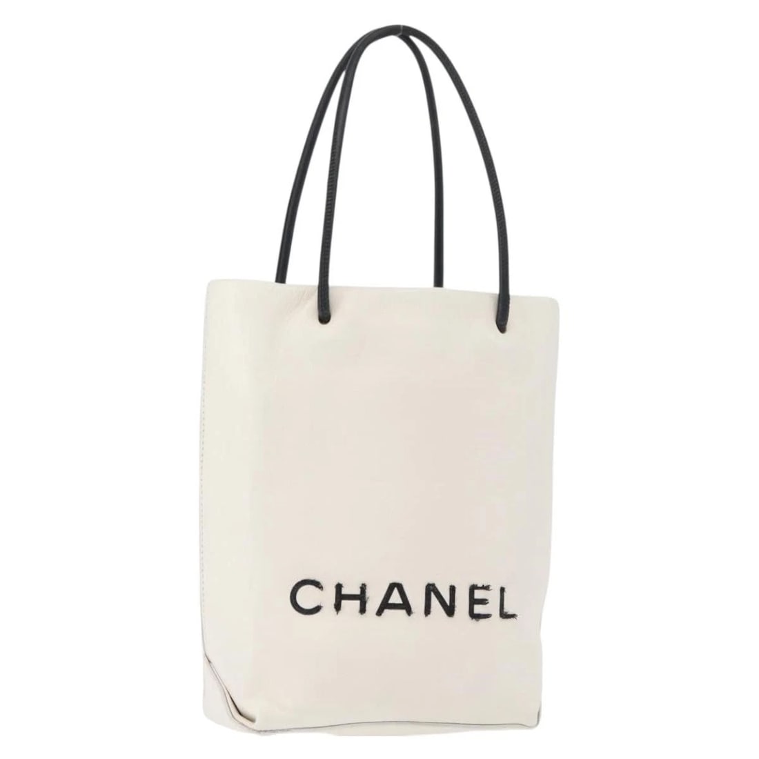 CHANEL ESSENTIAL HAND BAG LEATHER WHITE: CHANEL Essential Hand Bag Leather White Brand: CHANEL Type/Style: Hand Bag Material: Leather Color: White Size: Size(Inch)W7.9 x H7.5 x D2.8inch(Approx) Handle Drop:5.5inch(Approx) Accessories: No
