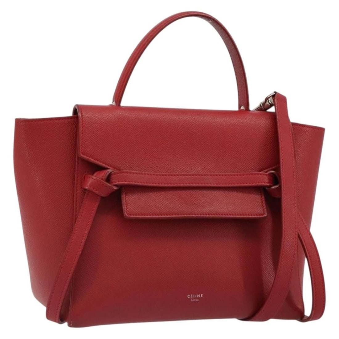 CELINE BELT BAG MICRO HAND BAG LEATHER 2WAY RED SILVER (1 of 6)