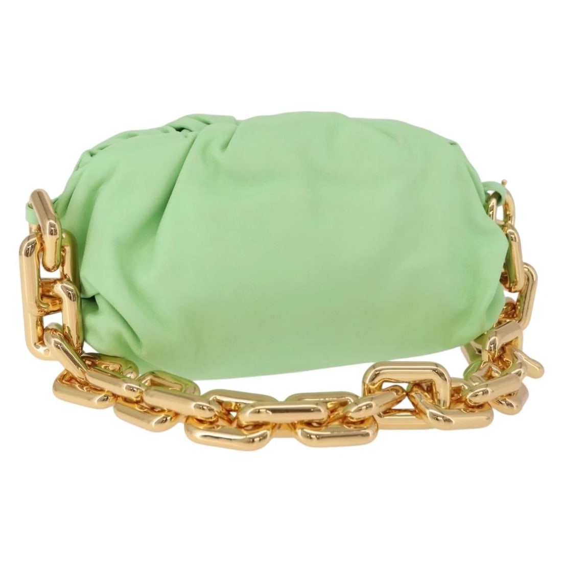 BOTTEGA VENETA THE CHAIN POUCH SHOULDER BAG LEATHER GREEN GOLD: BOTTEGA VENETA The Chain Pouch Shoulder Bag Leather Green Gold Brand: BOTTEGAVENETA Type/Style: Shoulder Bag Material: Leather Color: Green/Gold Size: Size(Inch)W11.8 x H3.9 x D3.5inch(Approx) Acc