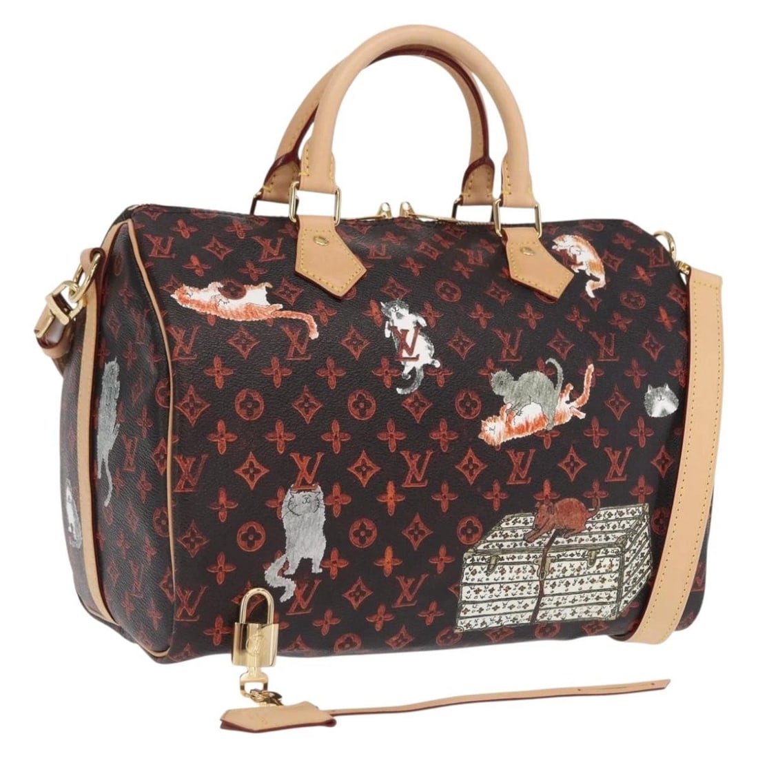 LOUIS VUITTON CATGRAM SPEEDY BANDOULIERE 30 HAND BAG: LOUIS VUITTON Catgram Speedy Bandouliere 30 Hand Bag Brand: LOUIS VUITTON Type/Style: Hand Bag Material: Monogram Canvas Color: Monogram Size: Size(Inch)W11.8 x H8.3 x D6.7inch(Approx) Accessories
