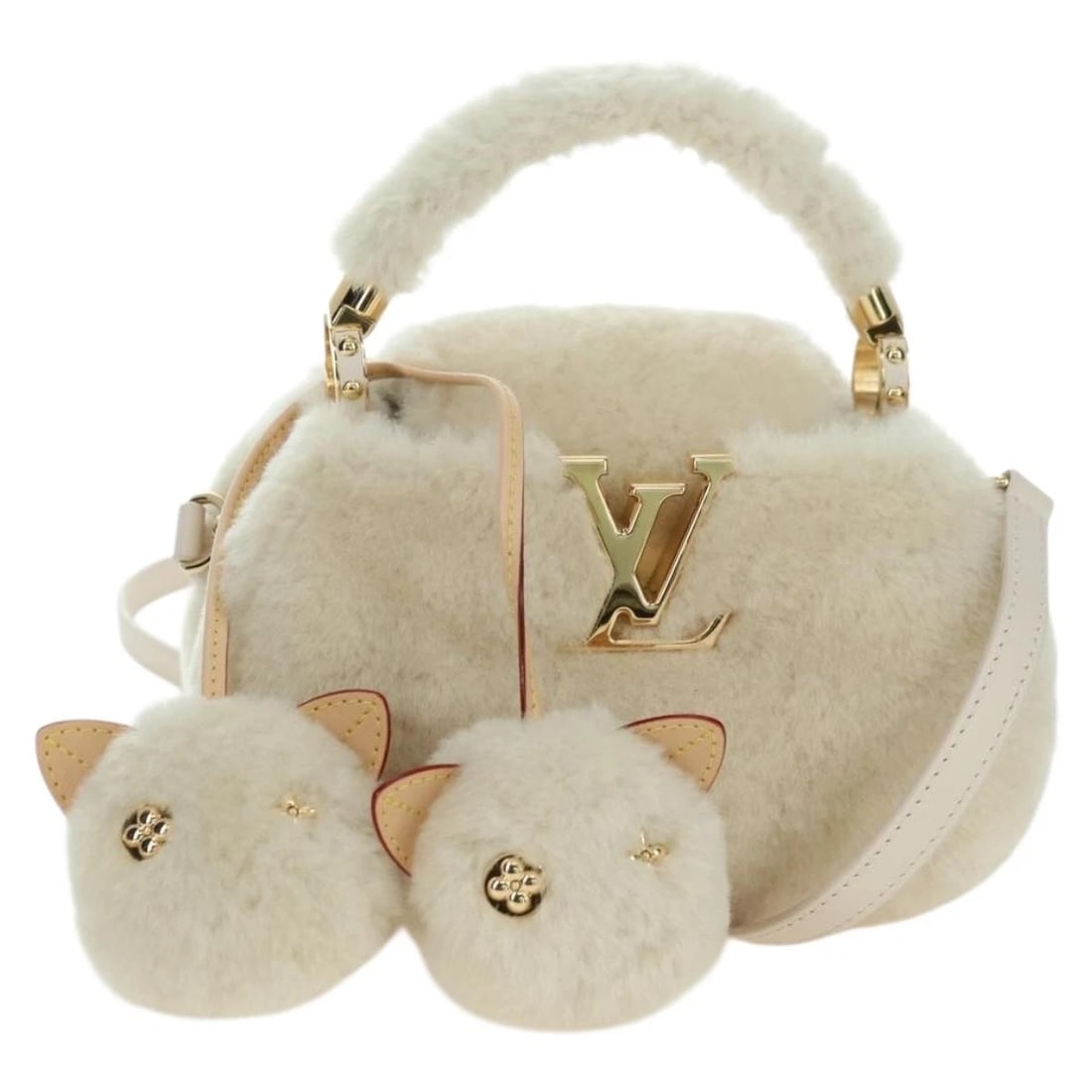 LOUIS VUITTON SKI COZYGRAM CAPUCINES MINI BAG WOOL BEIGE: LOUIS VUITTON SKI Cozygram Capucines MINI Bag Wool Beige Brand: LOUIS VUITTON Type/Style: Hand Bag Material: Wool Color: Monogram/Beige Size: Size(Inch)W5.9 x H4.7 x D2.8inch(Approx) Handle Drop:3.5in
