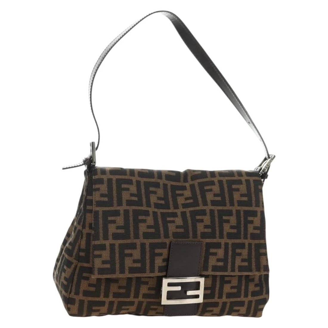 FENDI ZUA CANVAS MAMMA BAGUETTE SHOULDER BAG BLACK BROWN: FENDI Zua Canvas Mamma Baguette Shoulder Bag Black Brown Brand: FENDI Type/Style: Shoulder Bag Material: Zucca Canvas Color: Black/Brown Size: Size(Inch) W11.4 x H7.5 x D4.7inch(Approx) Accessorie