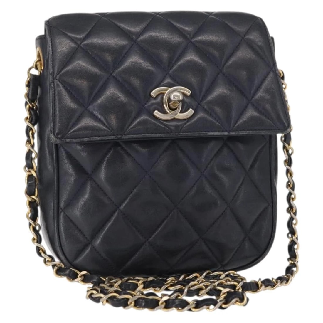 CHANEL MATELASSE CHAIN SHOULDER BAG LAMB SKIN NAVY GOLD: CHANEL Matelasse Chain Shoulder Bag Lamb Skin Navy Gold Brand: CHANEL Type/Style: Shoulder Bag Material: Lamb Skin Color: Navy/Gold Size: Size(Inch) W5.9 x H7.5 x D2.0inch(Approx) Accessories: Non