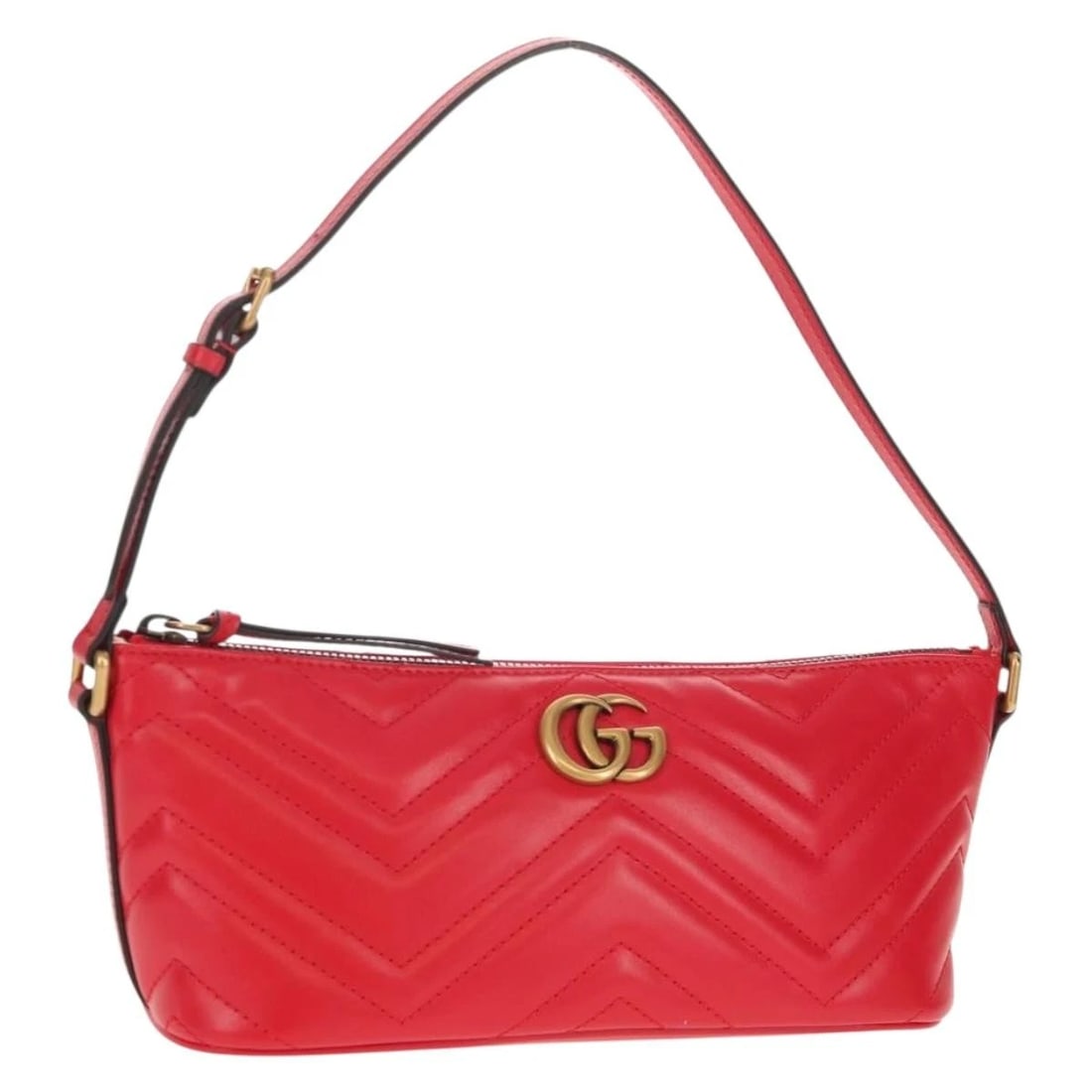 GUI GG MARMONT AESSORY POUCH LEATHER RED GOLD: GUI GG Marmont Aessory Pouch Leather Red Gold Brand: GUCCI Type/Style: Accessory Pouch Material: Leather Color: Red/Gold Size: Size(Inch) W8.7 x H3.9 x D3.5inch(Approx) Accessories: None A