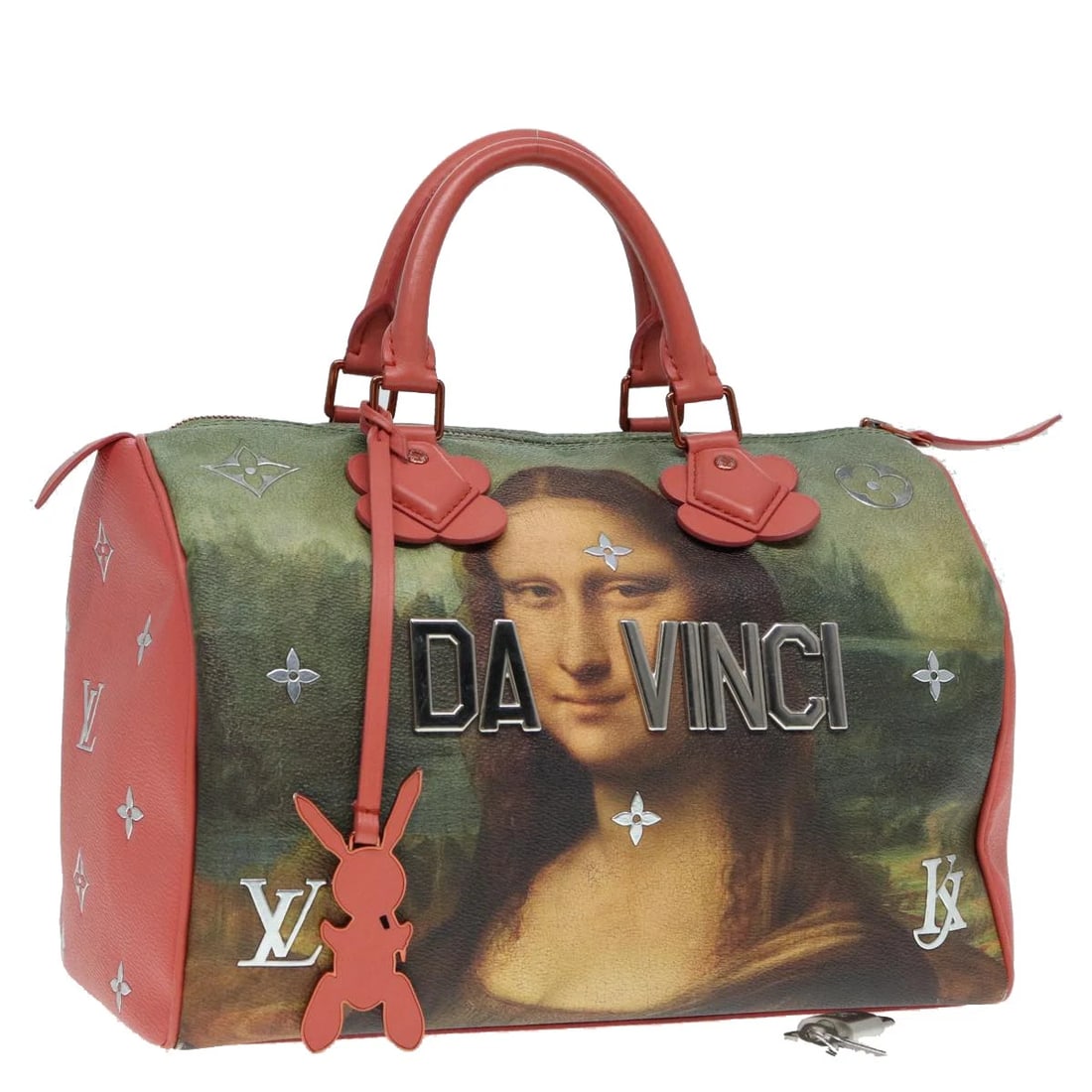 LOUIS VUITTON MASTERS COLLECTION MONA LISA SPEEDY 30 BAG: LOUIS VUITTON Masters Collection Mona Lisa Speedy 30 Bag Brand: LOUIS VUITTON Type/Style: Hand Bag Material: PVC Leather Color: Pink/Khaki Size: Size(Inch) W11.8 x H8.3 x D6.7inch(Approx) Accessor