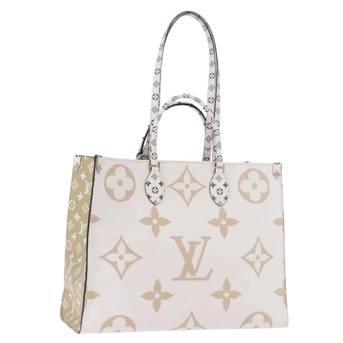 LOUIS VUITTON MONOGRAM GIANT ON THE GO GM BAG KHAKI: LOUIS VUITTON Monogram Giant On The Go GM Bag Khaki Brand: LOUIS VUITTON Type/Style: Tote Bag Material: Monogram Canvas Color: Monogram/Khaki Size: Size(Inch) W16.1 x H13.0 x D6.7inch(Approx) Handle D