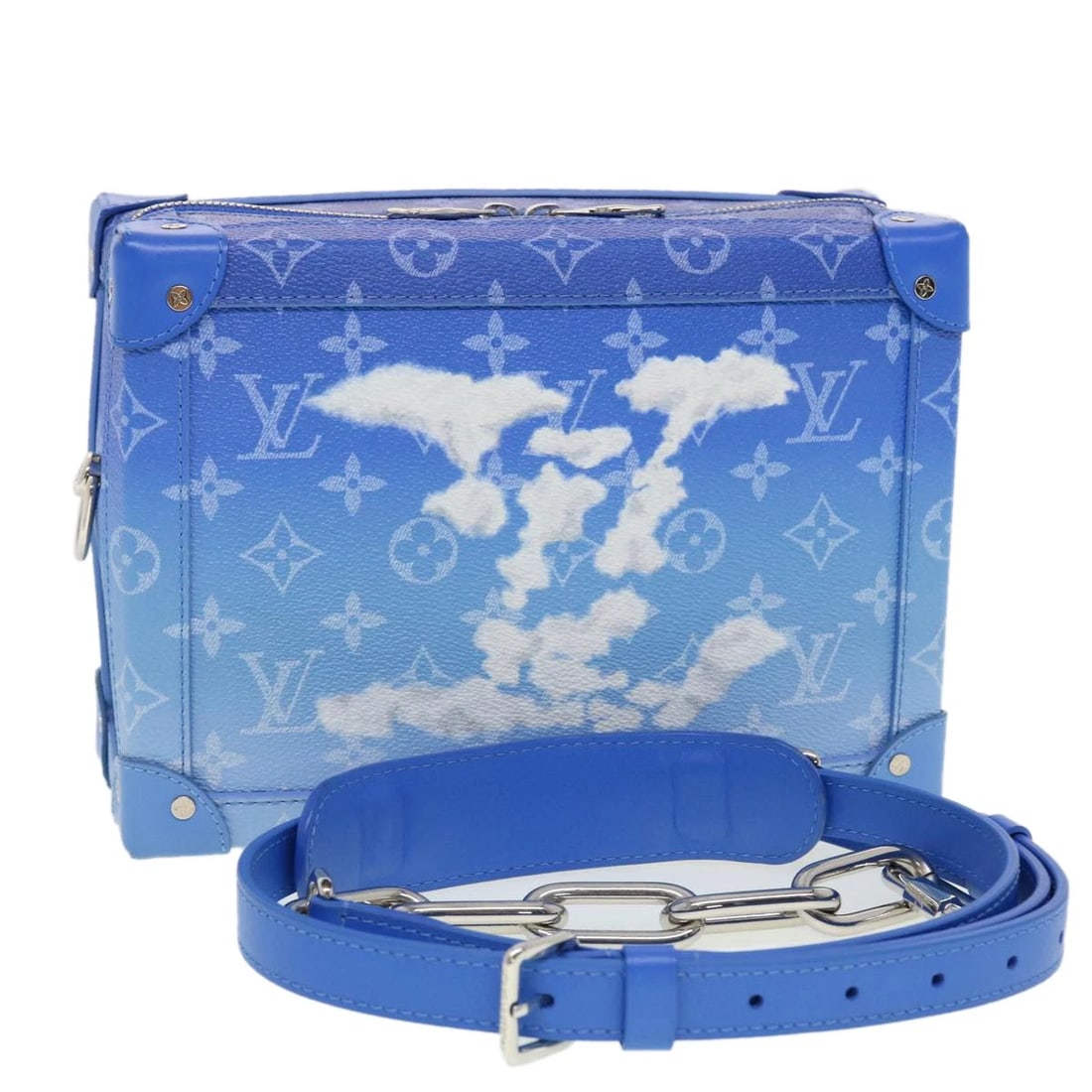 LOUIS VUITTON MONOGRAM CLOUDS SOFT TRUNK SHOULDER BAG BLUE: LOUIS VUITTON Monogram Clouds Soft Trunk Shoulder Bag Blue Brand: LOUIS VUITTON Type/Style: Shoulder Bag Material: PVC Leather Color: Blue/White Size: Size(Inch) W9.8 x H7.1 x D3.9inch(Approx) Acc