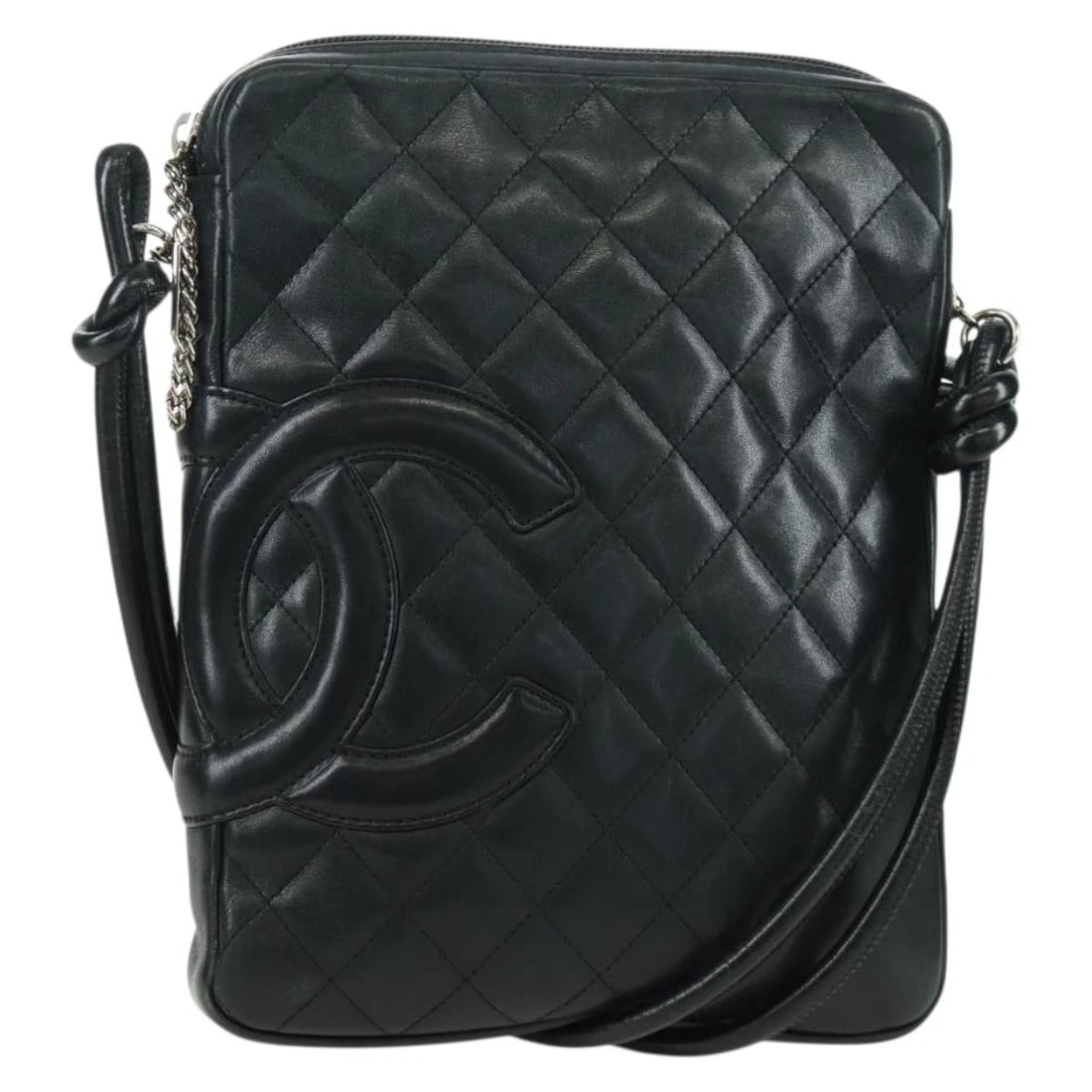 CHANEL CAMBON LINE MATELASSE SHOULDER BAG LEATHER BLACK SILVER: CHANEL Cambon Line Matelasse Shoulder Bag Leather Black Silver Brand: CHANEL Type/Style: Shoulder Bag Material: Leather Color: Black/Silver Size: Size(Inch) W7.5 x H9.4 x D1.2inch(Approx) Accessor