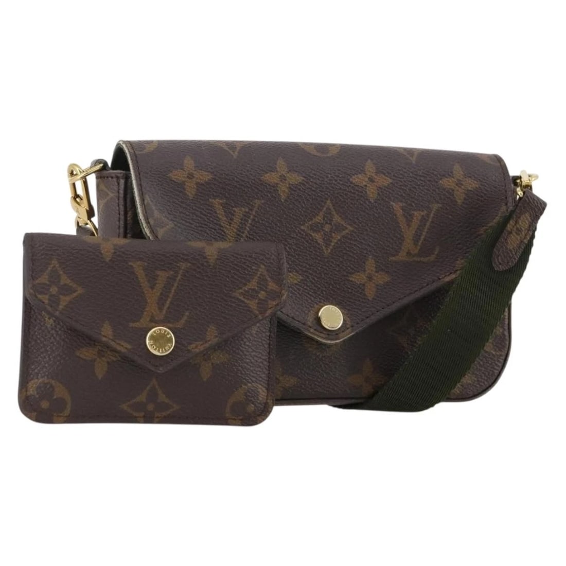 LOUIS VUITTON MONOGRAM MULTI POCHETTE FELICIE POUCH KHAKI: LOUIS VUITTON Monogram Multi Pochette Felicie Pouch Khaki Brand: LOUIS VUITTON Type/Style: Pouch Material: Monogram Canvas Color: Monogram/Khaki Size: Size(Inch) W6.7 x H3.9 x D1.4inch(Approx) Acc