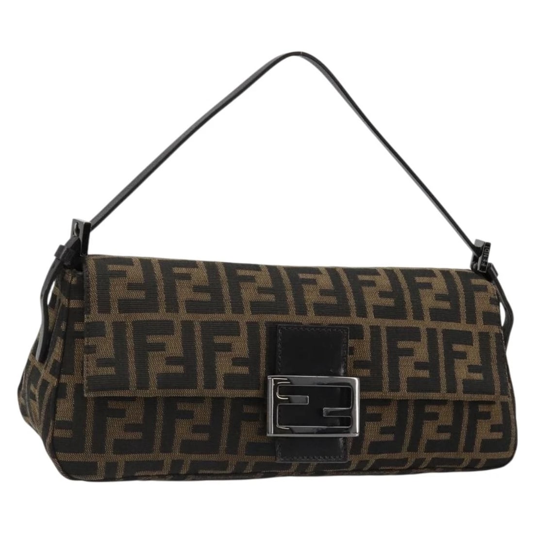 FENDI ZUA CANVAS MAMMA BAGUETTE SHOULDER BAG BLACK BROWN: FENDI Zua Canvas Mamma Baguette Shoulder Bag Black Brown Brand: FENDI Type/Style: Shoulder Bag Material: Zucca Canvas Color: Black /Brown Size: Size(Inch) W11.4 x H5.5 x D3.9inch(Approx) Accessori