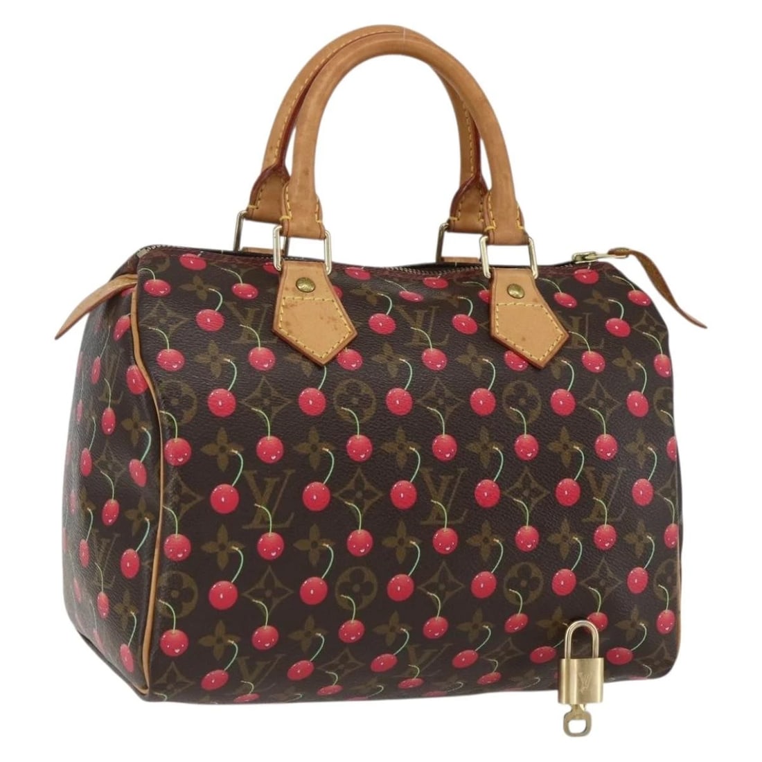 LOUIS VUITTON MONOGRAM CHERRY SPEEDY 25 HAND BAG: LOUIS VUITTON Monogram Cherry Speedy 25 Hand Bag Brand: LOUIS VUITTON Type/Style: Hand Bag Material: Monogram cherry blossom canvas Color: Monogram Cherry Size: Size(Inch) W9.8 x H7.5 x D5.9inch(Appro